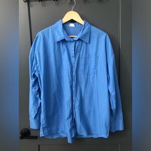 Cotton On Blue 100% Cotton Long Sleeve Button Up Oversized